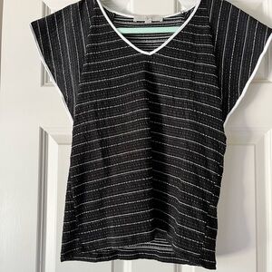 LOFT Black and White Striped Blouse